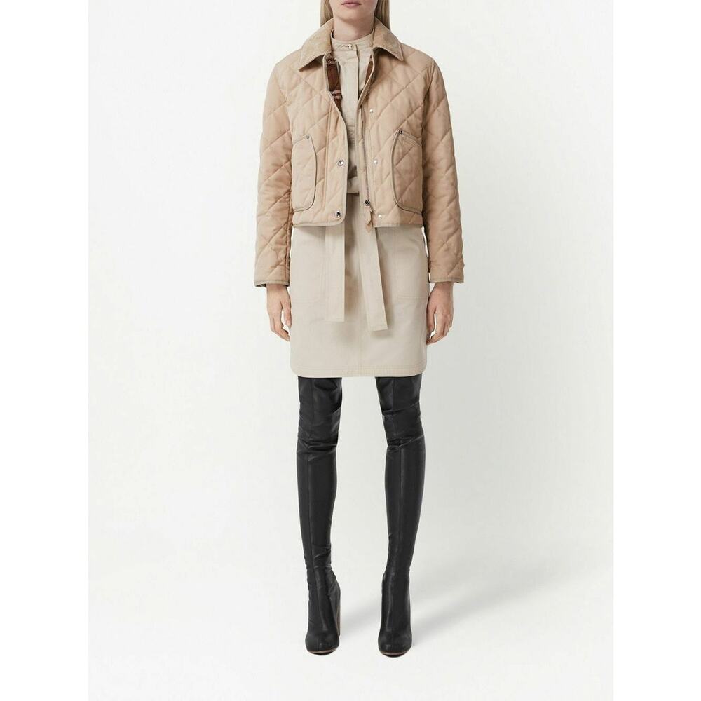 NWOT $1439 BURBERRY Quilted Country Jacket Cropped Long-Sleeve Zip Snap Neutral - Picture 12 of 14